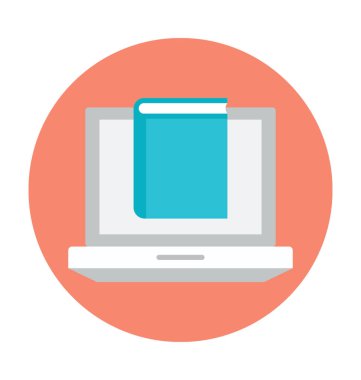 E öğrenme renkli vektör simgesi