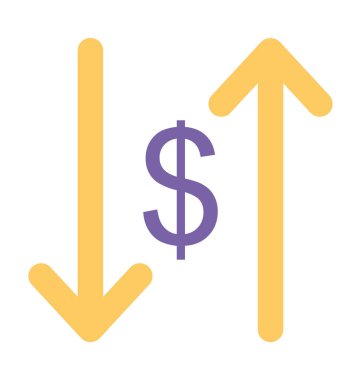 Doları değerleme kalın vektör simgesi