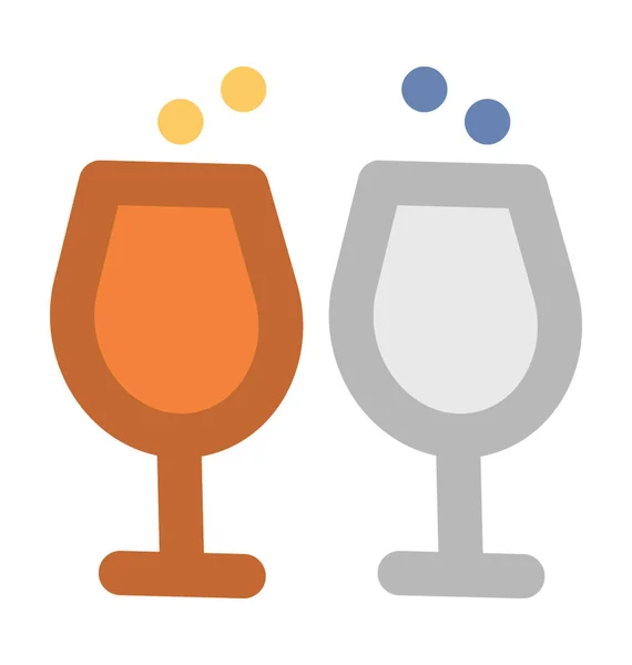 Wine Glasses Bold Vector Icon — Stock Vector