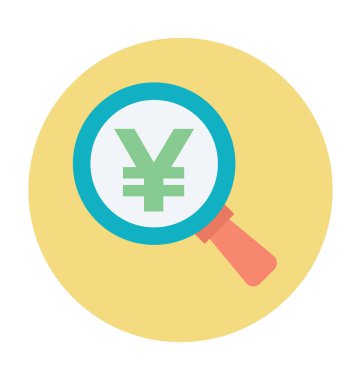 Yen arama renkli vektör simgesi