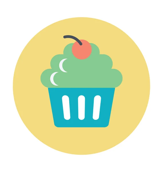 Cupcake Colorido Vetor Ícone — Vetor de Stock