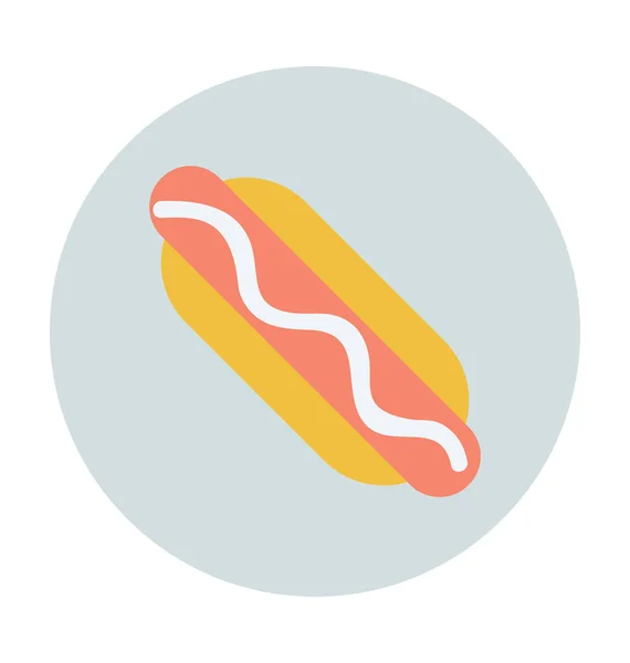 Hot Dog Colored Vector Icon — Stock Vector