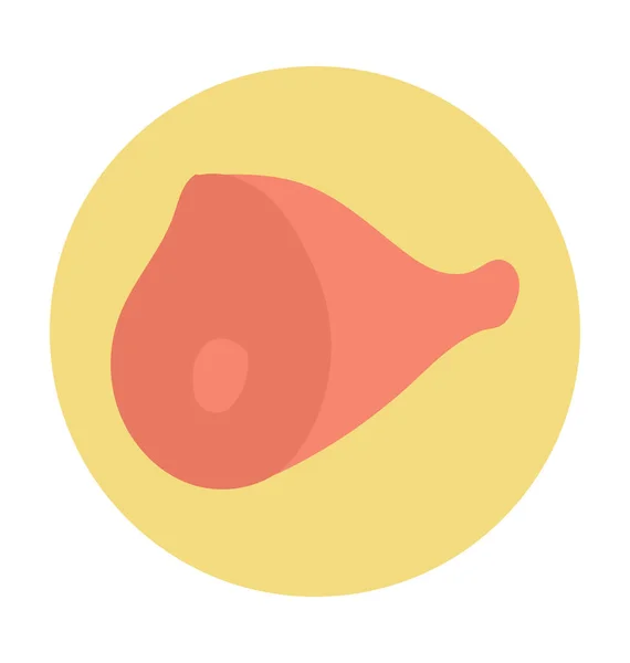 Ham Vlees Gekleurde Vector Icon — Stockvector