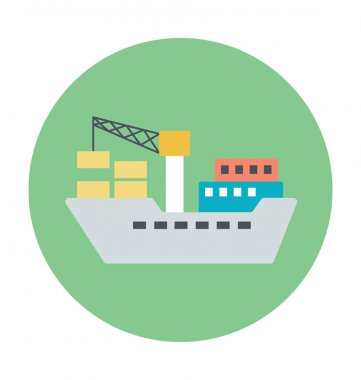 Kargo gemisi renkli vektör simgesi 