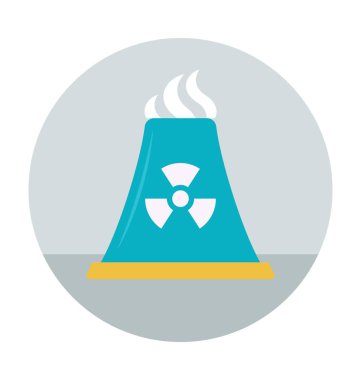 Nükleer santral renkli vektör simgesi