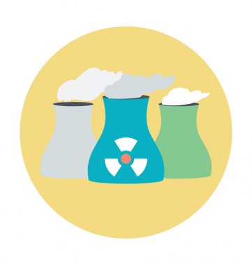 Nükleer santral renkli vektör simgesi