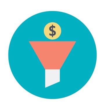 Madeni para renkli vektör simgesi ile huni