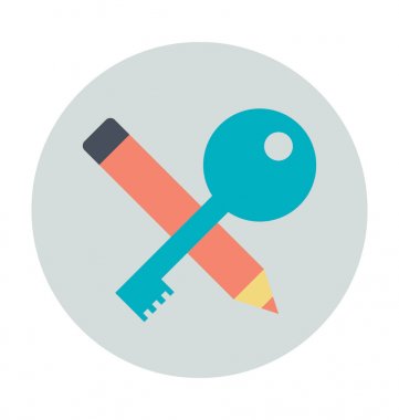 Kalem ile anahtar renkli vektör simgesi