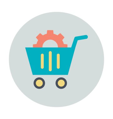 Alışveriş sepeti renkli vektör simge dişli