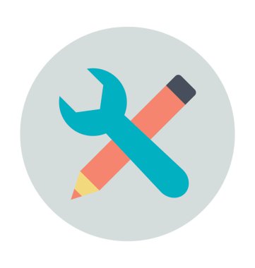 İngiliz anahtarını kalem renkli vektör simgesi