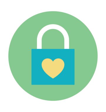 Kalp kilit renkli vektör simgesi