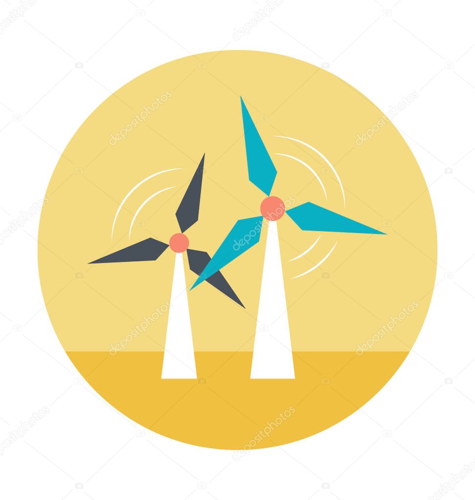 Windmill Colored Vector Icon