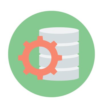 Veritabanı ile dişli renkli vektör simgesi 