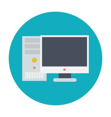 Masaüstü bilgisayar renkli vektör simgesi 