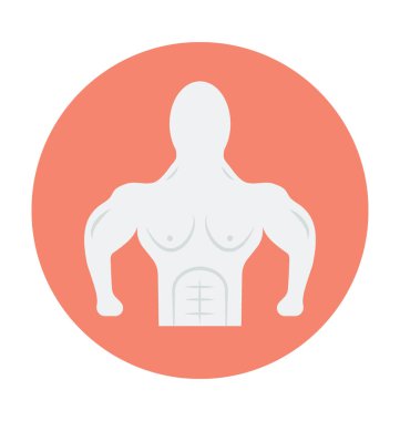 Vücut geliştirmeci renkli vektör simgesi