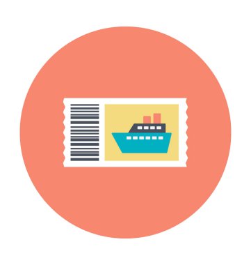 Tekne bilet renkli vektör simgesi