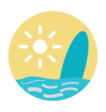 Tropikal plaj renkli vektör simgesi 