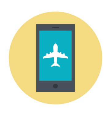 Uçak mobil ekran renkli vektör simgesine 