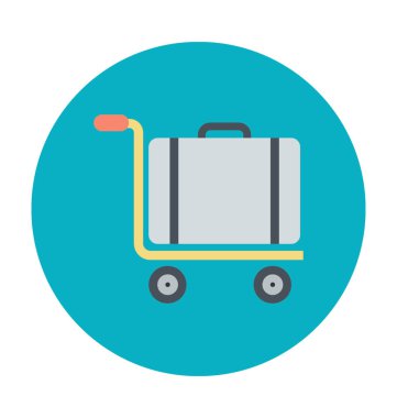 Bagaj arabası renkli vektör simgesi 