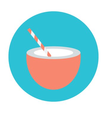 Hindistan cevizi içki renkli vektör simgesi