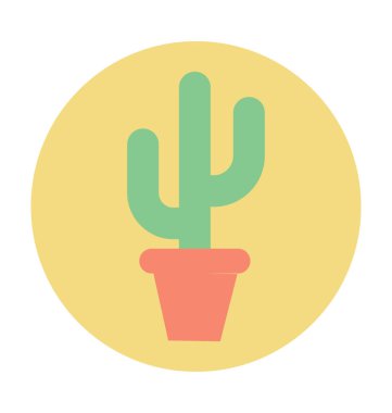 Saksı kaktüs renkli vektör simgesi