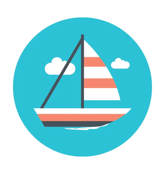 Yacht Colored Vector Icon — Stock Vector