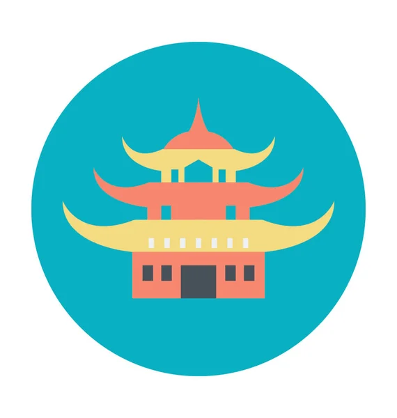 Pagoda Colored Vector Illustration — Stock Vector