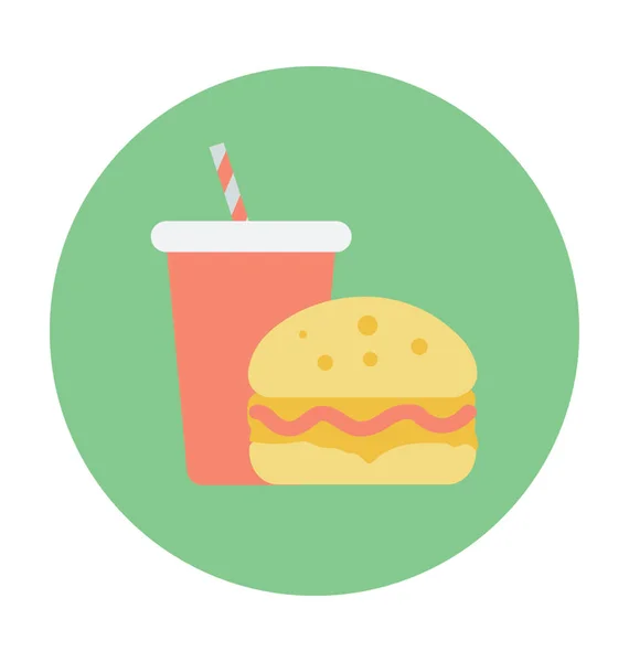 快餐食品彩色的矢量图标 — 图库矢量图片