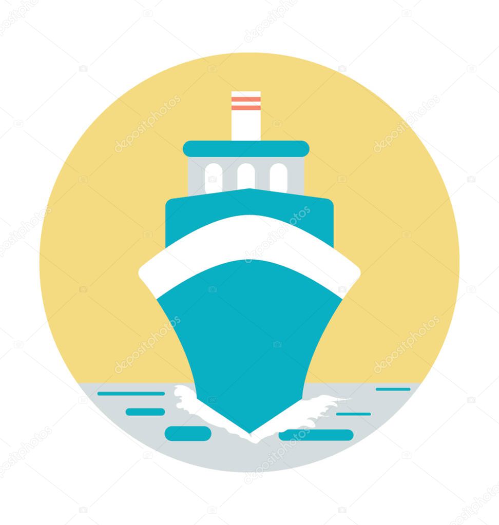 Cruise Ship Colored Vector Icon 