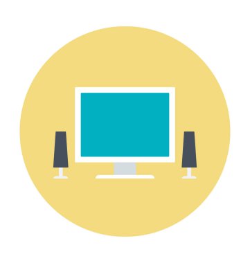TV ev sineması renkli vektör simgesi 