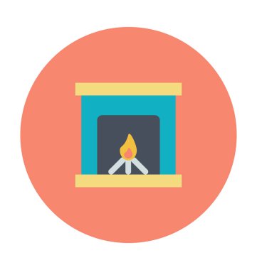 Şömine renkli vektör simgesi