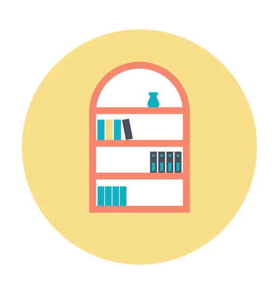 Bookshelf Colored Vector Icon — Stock Vector