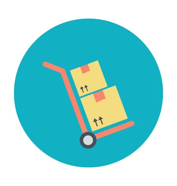 Cargo Trolley Gekleurde Vector Icon — Stockvector