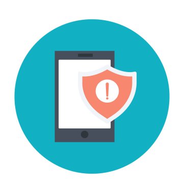 Mobil güvenlik uyarı renkli vektör simgesi