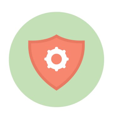 Dişli renkli vektör simgesi ile kalkan