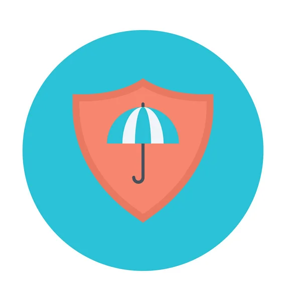 Umbrella Shield Colored Vector Icon — Stock Vector