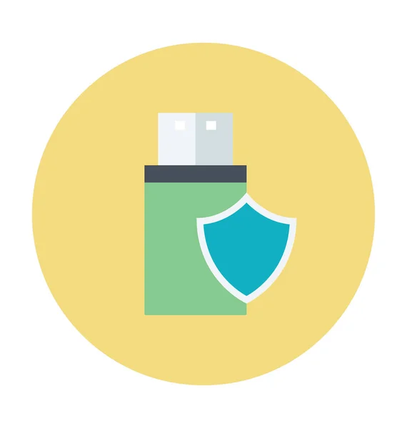 Usb Protection Colored Vector Icon — Stock Vector