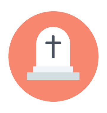 Mezar taşı renkli vektör simgesi