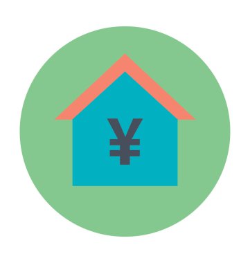 Yen işareti renkli vektör simgesi ile bina