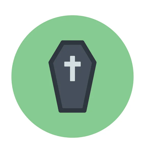Coffin Colored Vector Icon — Stock Vector