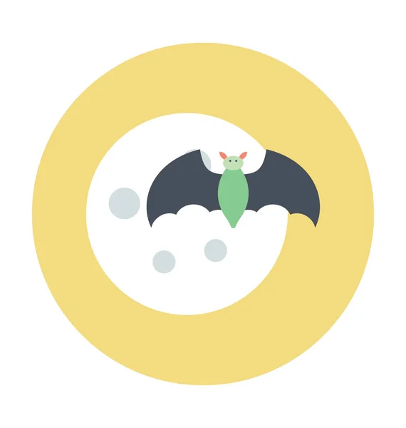 Halloween Bat Colorido Vetor Ícone — Vetor de Stock