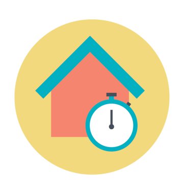 Saat renkli vektör simgesi olan ev