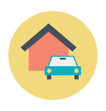 Araba garaj renkli vektör simgesi