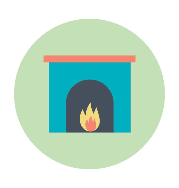 Fireplace Colored Vector Icon — Stock Vector