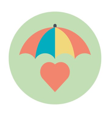 Kalp şemsiye renkli vektör simgesi altında