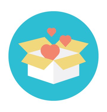 Kalpler renkli vektör simgesi ile kutuyu açtın