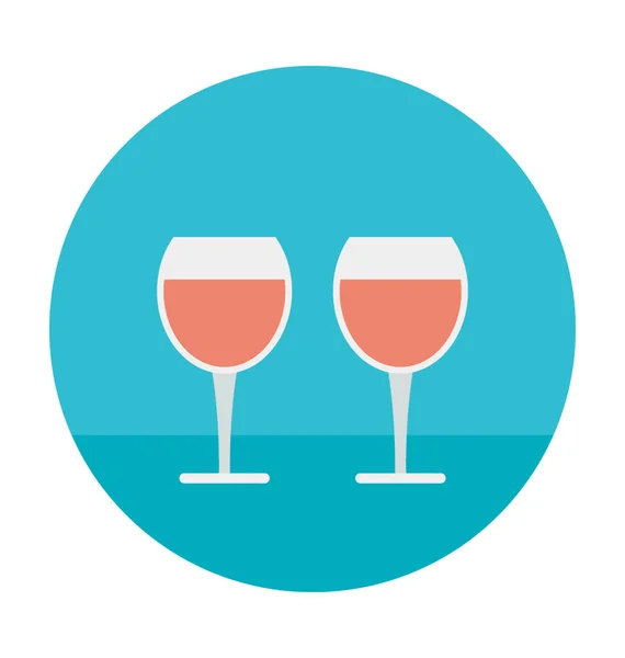 Wine Glasses Colored Vector Icon — Stock Vector