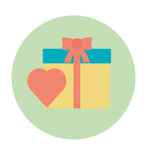 Corazón Regalo Coloreado Vector Icono — Vector de stock