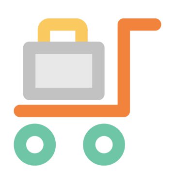 Bagaj arabası kalın vektör simgesi