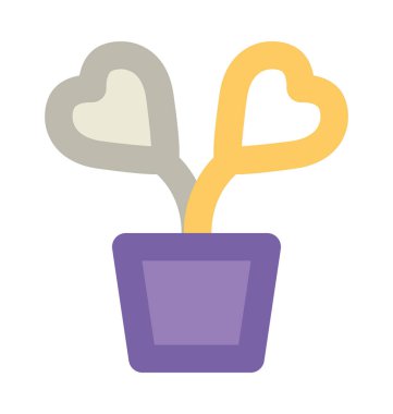 Kalp çiçekler kalın vektör simgesi